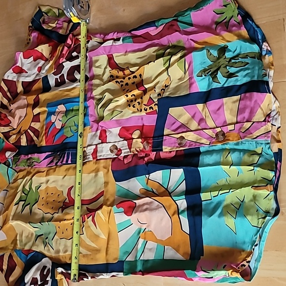 FARM Rio Tropical Collage Pajama Shirt Silky Viscose Blouse - Picture 8 of 13